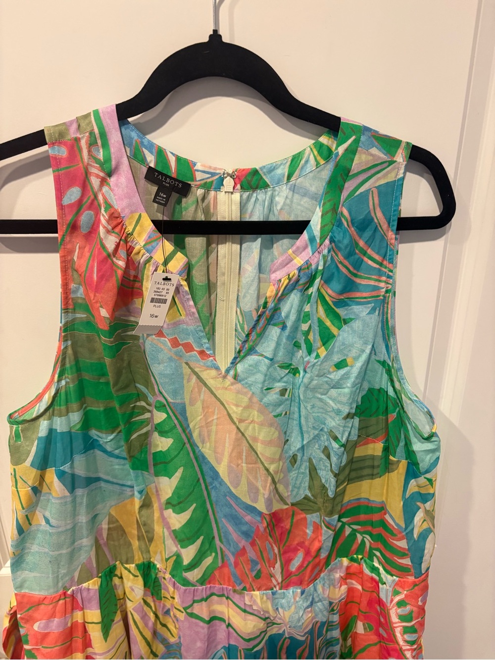 Talbots Tropical Leaf Print Sleeveless Dress - Picture 2 of 7